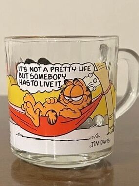 Garfield & Odie Vintage 1978 McDonalds Glass Cup Mug Jim Davis Anchor Hocking